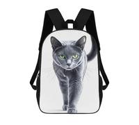 sinyumoney Gray Cat with Green Eyes Backpacks Children's Backpacks School Bag 3D Printed Children's School Backpack Fashion Travel Backpacks for Kids Elementary Middle School 17inch