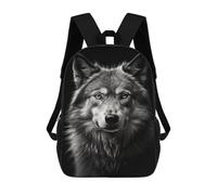 sinyumoney Gray Wolf Portrait -3 School Bag 3D Printed 17inch Backpacks Fashion Kids School Backpack Rucksacks for Boys Elementary And Middle School Students