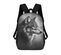 sinyumoney Gray Wolf Portrait Art Print Backpack School Bag Business Durable Laptop Bag for Campus Outdoor Travel Sports 17inch