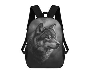 sinyumoney Gray Wolf Portrait Print Backpack School Bag Daypacks Business Backpack Water Resistant Bookbag for Girls Boys Teenage 17inch