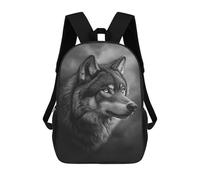 sinyumoney Gray Wolf Portrait Print Rucksacks 3D Printed Children 17inch Backpacks Fashion Casual Daypack Travel Bags Outdoor Casual Daypack for Boy And Girl
