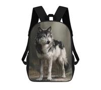 sinyumoney Gray Wolf Wildlife Art Print Backpack School Bag High Secondary School Bags Casual Backpack - Perfect for Travel, Work And Daily Use 17inch