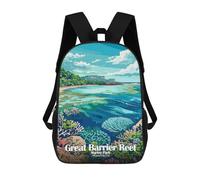 sinyumoney Great Barrier Reef, Australia Backpacks Children's Backpacks School Bag 3D Printed Children's School Backpack Fashion Travel Backpacks for Kids Elementary Middle School 17inch