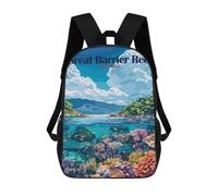 sinyumoney Great Barrier Reef Australia Travel Children's Backpack, 3D Printed School Backpack, Backpack for Boys Girls, Adjustable School Bag for Primary School 17inch
