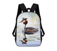 sinyumoney Great Crested Grebe Watercolor Painting Backpack School Lightweight Casual Daypack School Backpacks for Men, Women & Teenage Boys 17inch