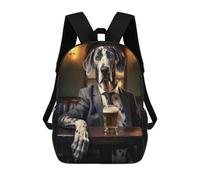 sinyumoney Great Dane in The Pub 3D Printed Kids School Bag Rucksacks Children's School Fashion Casual Back Pack High Capacity Travel Book Bags Backpack for Kids 17inch