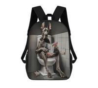 sinyumoney Great Dane Reading on Toilet Backpack School Travel College Rucksack Backpacks for Men, Women & Teenage Boys 17inch