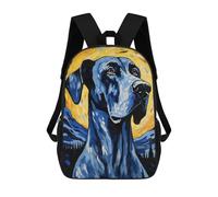 sinyumoney Great Dane Starry Night 3D Printed School Backpack Casual Children's Backpacks 3D Printed School Bag for Boys Elementary And Middle 17inch