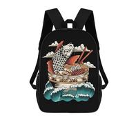 sinyumoney Great Ramen Wave Children's Backpacks School Backpack 3D Printed Backpack for Kids Travel Rucksacks Book Bags Kids School Bag 17inch