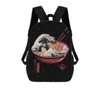 sinyumoney Great Ramen Wave Rucksack Water Resistant Travel Backpack Computer Bag for Men, Women & Teenage Boys 17inch