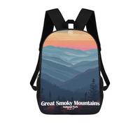 sinyumoney Great Smoky Mountains National Park Children's Backpack, 3D Printed School Backpack, Backpack for Boys Girls, Adjustable School Bag for Primary School 17inch