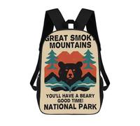 sinyumoney Great Smoky Mountains National Park Poster 3D Printed 17 Inch School Backpack Casual Children's Backpacks 3D Printed for Boys Elementary And Middle