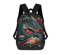 sinyumoney Great Sushi Dragon Backpack Kids School Backpack School Bag 3D Printed Fashion School Bag for Boys Elementary And Middle School Student 17inch