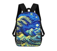 sinyumoney Great Wave Japan Backpack School High Secondary School Bags Casual Backpack for Teenage Girls Boys Women Men 17inch