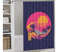 sinyumoney Great Wave Kanagawa Anti-Mould Proof Resistant Fabric Polyester Decor Bath Curtains for Travel Trailer 56.30x70.87Inch（143x180cm）