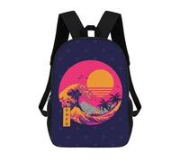 sinyumoney Great Wave Kanagawa Backpack School Bag Water Resistant School Bag Business Backpack for Girls Boys Teenage 17inch