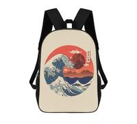 sinyumoney Great Wave Kanagawa Children's Backpack, 3D Printed School Backpack, Backpack for Boys Girls, Adjustable School Bag for Primary School 17inch