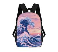 sinyumoney Great Wave Kanagawa Children's School Backpack 3D Printed for Kids Travel Rucksacks Book Bags Kids School Bag 17inch