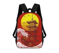 sinyumoney GREAT WAVE KANAGAWA PAGODA School Bags Lightweight Casual Daypack School Backpacks for School/Work/Travel 17inch