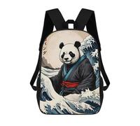 sinyumoney Great Wave of Panda Backpacks Kids School Backpack School Bag 3D Printed School Bag for Boys Elementary And Middle School Students 17inch