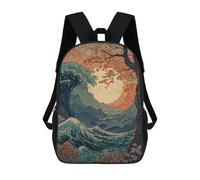 sinyumoney Great Wave Off Kanagawa Backpack Cartoon Plush Bag, 3D Backpack for Kids School Bag Birthday Gift Idea for Boys And Girls 17inch