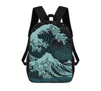 sinyumoney Great Wave Off Kanagawa Night Sky School Backpack Computer Rucksack for School/Work/Travel for Girl, Teen Girls 17inch