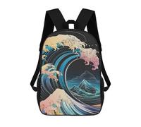 sinyumoney Great Wave Print Backpack School High Secondary School Bags Casual Backpack for Teenage Girls Boys Women Men 17inch