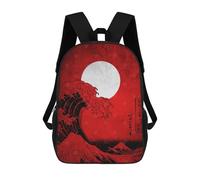 sinyumoney Great Waves Children's Backpacks School Backpack 3D Printed Backpack for Kids Travel Rucksacks Book Bags Kids School Bag 17inch