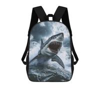 sinyumoney Great White Shark Attack School Bag Backpack Teen Schoolbag 3D Printing Adjustable Schoolbag Fashion Pocket Bag for Kids Boys Girls Students And Teenagers Fans 17inch
