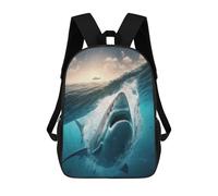 sinyumoney Great White Shark Attack School Bags Water Resistant School Bag Business Backpack for Campus Outdoor Travel Sports 17inch