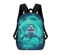 sinyumoney Great White Shark in Ocean Depths Kids School Backpack School Bag 3D Printed School Bag for Boys Elementary And Middle School Students 17inch