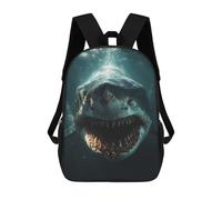 sinyumoney Great White Shark Underwater Portrait Kids School Backpack School Bag 3D Printed School Bag for Boys Elementary And Middle School Students 17inch