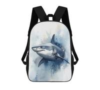 sinyumoney Great White Shark Watercolor School Bag Bookbag 3D Printed Children's Backpacks for Kids Boy Girl Book Bags Kids School Bag Travel Rucksacks 17inch