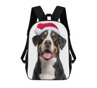 sinyumoney Greater Swiss Mountain Dog Wearing Santa Hat Backpacks Kids School Backpack School Bag 3D Printed School Bag for Boys Elementary And Middle School Students 17inch
