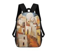 sinyumoney Greece Pastel Backpacks Kids Student Schoolbag,3D Printed Backpacks,Elementary And Middle School Students Backpacks for Boys Girls 17inch