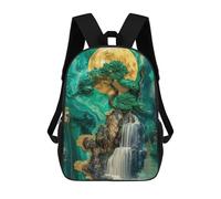 sinyumoney Green Bonsai Waterfall School Backpack Water Resistant Computer Rucksack- Perfect for Travel, Work And Daily Use 17inch