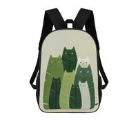sinyumoney Green Cats Illustration Backpack School Water Resistant Travel Backpack Computer Bag - Perfect for Travel, Work And Daily Use 17inch