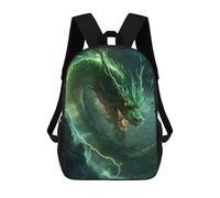 sinyumoney Green Dragon Artwork-1 Children's Backpacks School Backpack 3D Printed for Kids Travel Rucksacks Book Bags Kids 17inch School Bag