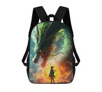 sinyumoney GREEN DRAGON Backpack School Bag Water Resistant Travel Backpack Computer Bag for Girls Boys Teenage 17inch