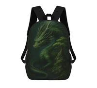 sinyumoney Green Dragon in Forest 17 Inch School Bag Backpack Teen Schoolbag 3D Printing Adjustable Schoolbag Fashion Pocket Bag for Kids Boys Girls Students