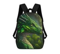 sinyumoney Green Dragon in The Forest Kids School Backpack 3D Printed Fashion School Bag Casual School Bag for Boys Elementary And Middle School Students 17inch
