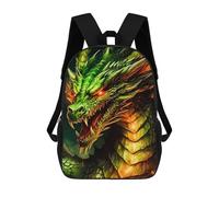 sinyumoney Green Dragon School Backpack Lightweight Airport College Students Back Pack- Perfect for Travel, Work And Daily Use 17inch