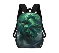 sinyumoney Green Dragon Storm Artwork 3D Printed Children's School Backpack for Kids High Capacity Travel Rucksacks Book Bags Kids School Bag Back Pack 17inch