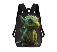 sinyumoney Green Dragonling Portrait Backpacks Kids School Backpack School Bag 3D Printed School Bag for Boys Elementary And Middle School Students 17inch