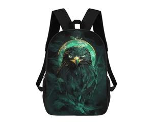 sinyumoney Green Eagle Falcon Bird with Moon Rucksack Fashion Stationery Backpack Waterproof Casual Daypacks for Men/Women 17inch