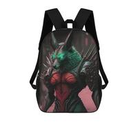 sinyumoney Green-Eyed Beast in Armor 3D Printed School Bag Children's School Backpack Schoolbags Travel Backpacks Casual Fashion Bag for Kids School Students 17inch