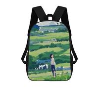 sinyumoney Green Fields And Blue Skies Kids Backpack, Kids School Bag 3D Printed School Backpacks for Boys And Teenager School Students 17inch