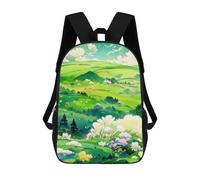 sinyumoney Green Fields And White Flowers Rucksack Rucksack Casual Daypacks School Work Travel Bag- Perfect for Travel, Work And Daily Use 17inch