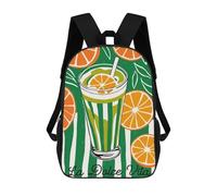 sinyumoney Green Italian Drink Art 17 Inch School Bag Backpack Teen Schoolbag 3D Printing Adjustable Schoolbag Fashion Pocket Bag for Kids Boys Girls Students