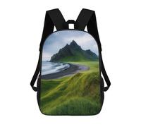 sinyumoney Green Mountain Coastline School Backpack Water Resistant Computer Rucksack- Perfect for Travel, Work And Daily Use 17inch